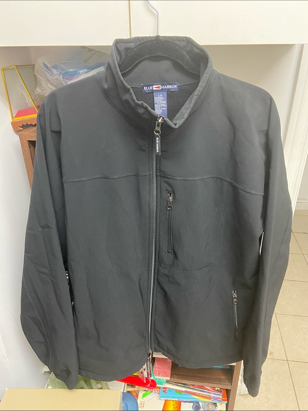 Vintage Blue Harbor Black Full-Zip Jacket